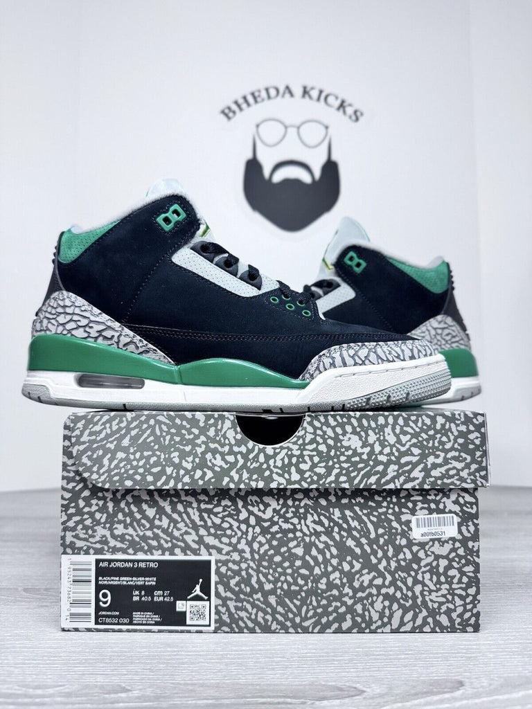 Size 9 And - Jordan 3 Retro Pine Green 2021 CT8532-030 Preowned Og Authentic