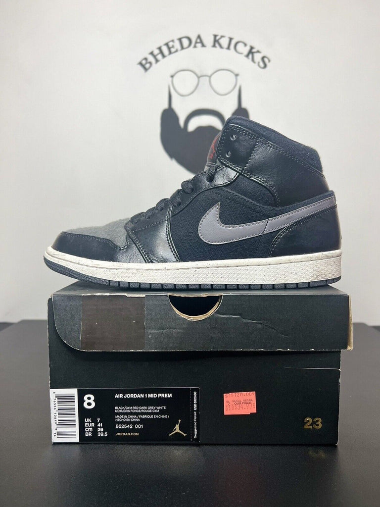 Jordan 1 Mid SE Black Gray Men’s Size 8 852542-001 Preowned Men’s Sneaker