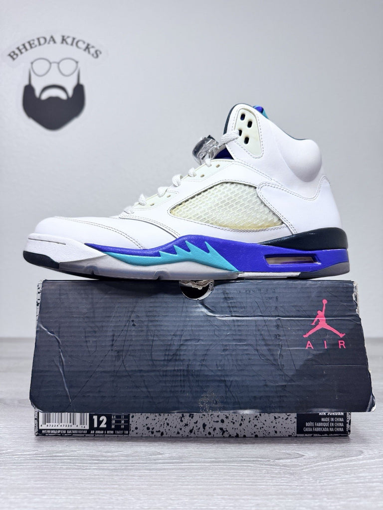 Size 12 - Nike Air Jordan 5 Retro Grape 2013 White Purple Black 136027-108