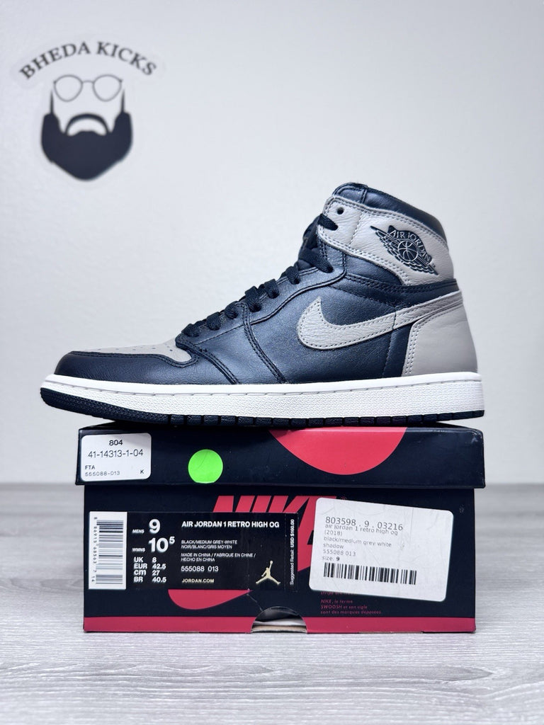 Size 9 - Jordan 1 Retro OG High Shadow 555088-013 Black White Authentic Worn 1x