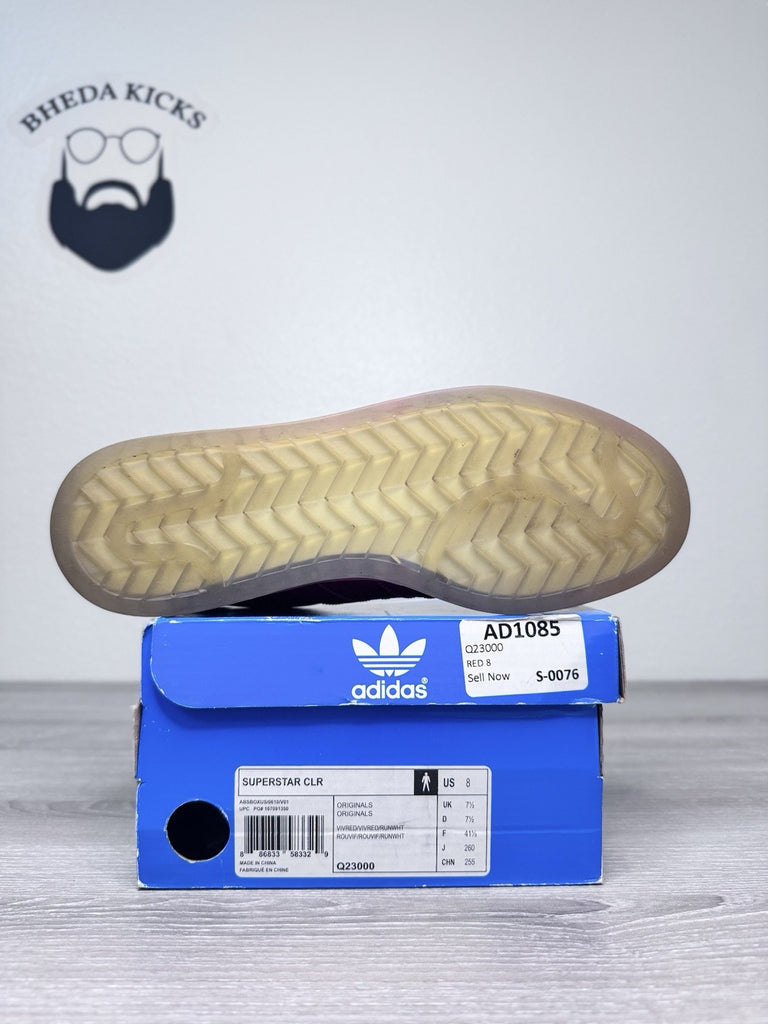 Size 8 - Adidas Superstar CLR Red Low Top Shell Toe Q23000 Men’s Preowned