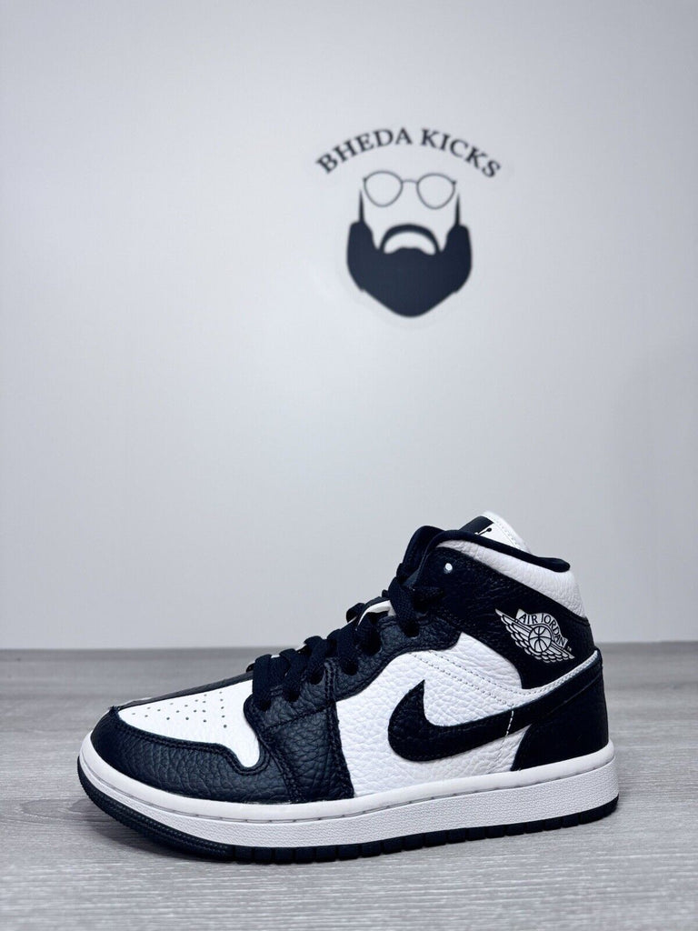 Size 7W - Air Jordan 1 Mid Split Black White Women Size DR0501-101 Preowned