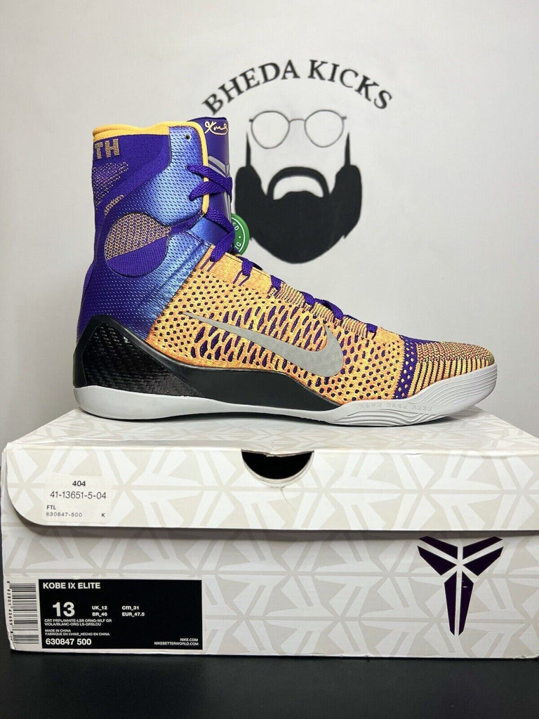 Nike Kobe 9 IX Elite Showtime Team Collection Lakers 630847-500 Size 13 NEW 2014