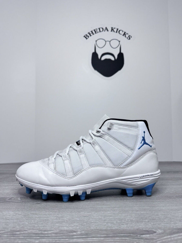 Size 12 - Air Jordan 11 Retro TD Columbia White Blue Football Cleats AO1561-117