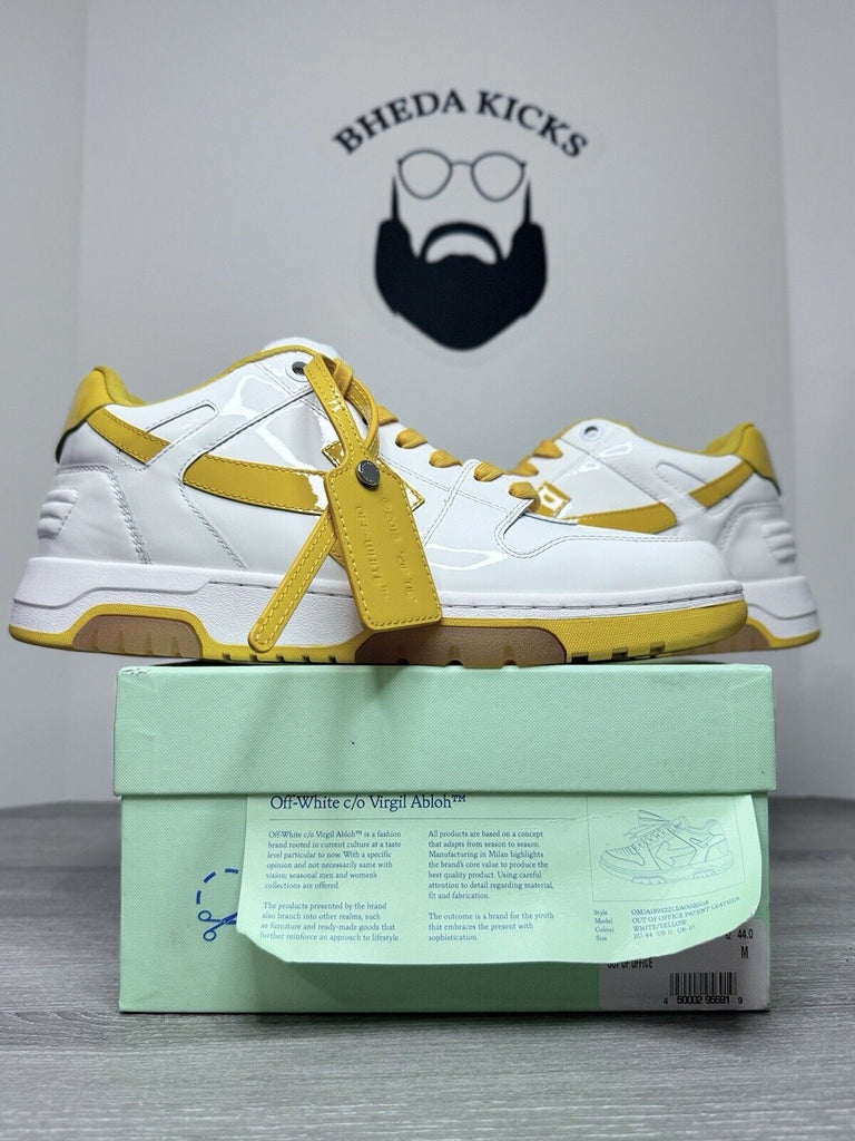 Size 11 (44 EU) - Off-white Out of Office Low White Yellow Patent Leather