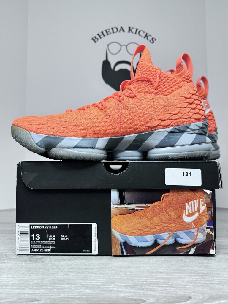 Size 13 - Nike LeBron 15 ‘Orange Box’ 2018 Mens AR5125-800 Preowned Authentic