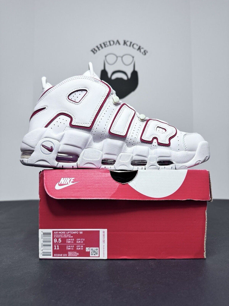 NEW Nike Air More Uptempo '96 White Varsity Red Sneakers 921948-102 Size 9.5