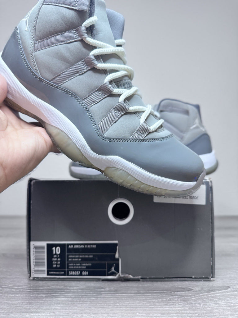 Size 10 - Nike Air Jordan 11 XI Retro Cool Grey 2010 Grey White 378037-001 PADS