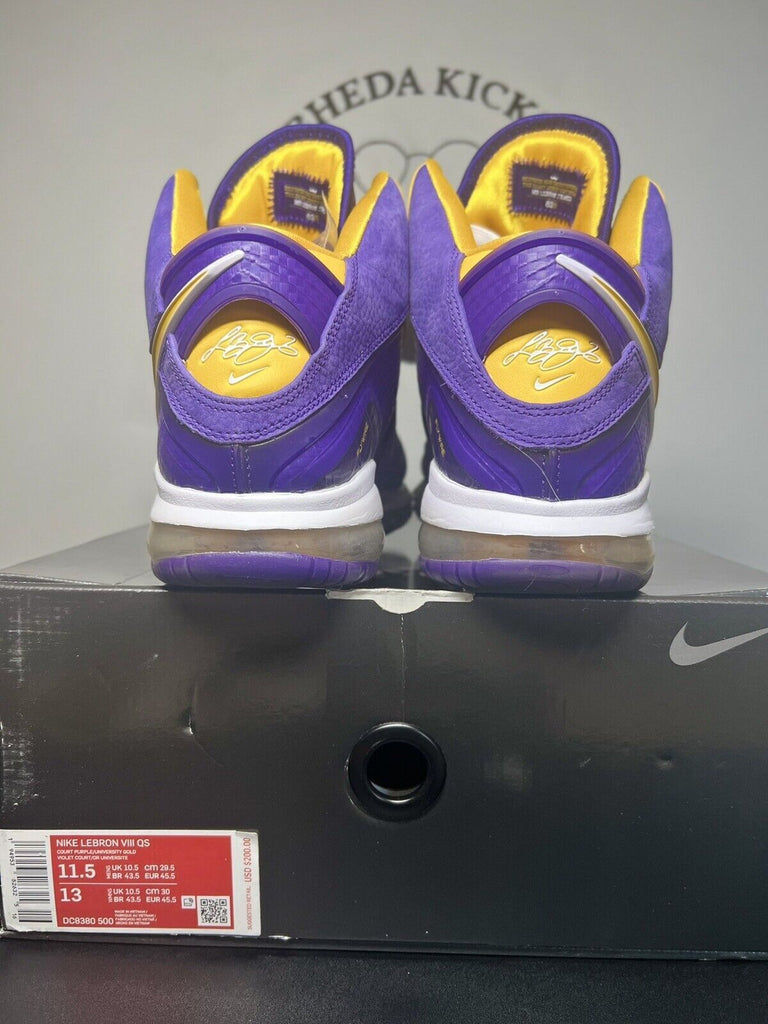 Nike LeBron VIII 8 Lakers QS Court Purple Yellow DC8380-500 Men’s Size 11.5 Og