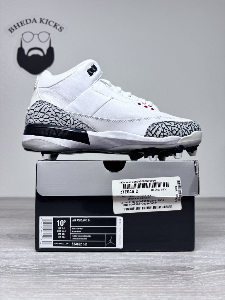 Size 10.5 - Nike Air Jordan 3 D Retro White Cement Football Cleats 324822-161 DS