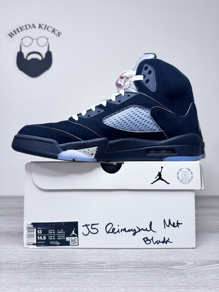 Size 13 - Air Jordan 5 Black Metallic Reimagined Sneakers HF3975-001 Preowned
