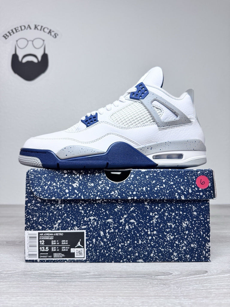 Size 12 - Nike Air Jordan 4 Retro Midnight Navy White DH6927-140 Men’s Brand New