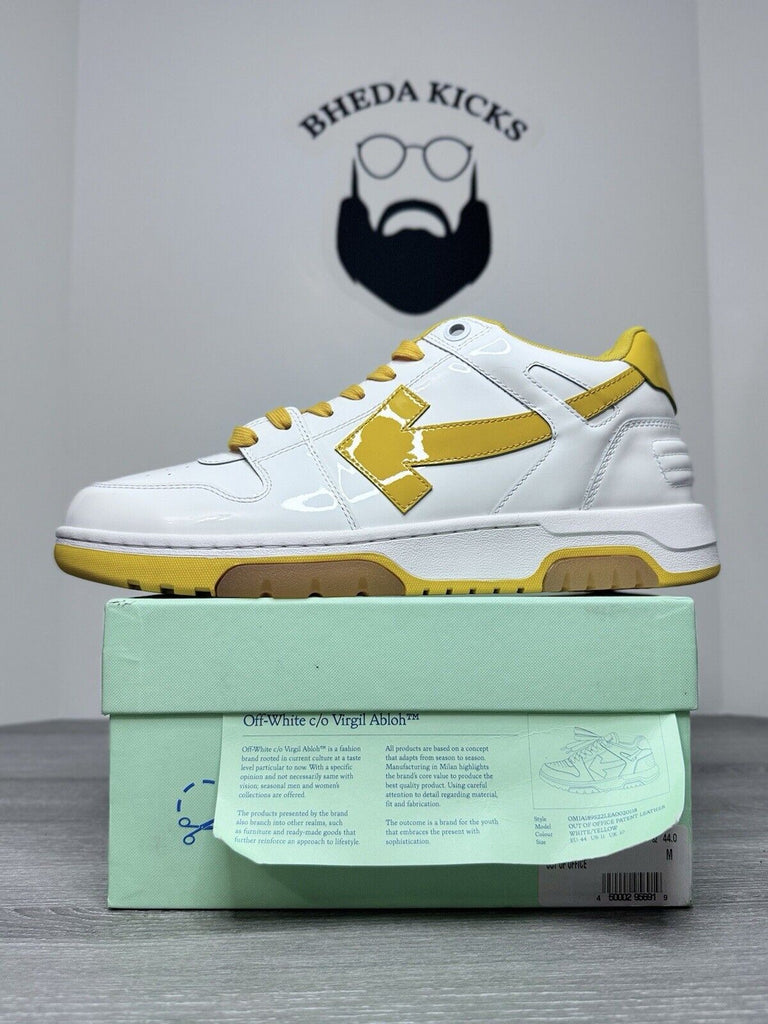 Size 11 (44 EU) - Off-white Out of Office Low White Yellow Patent Leather