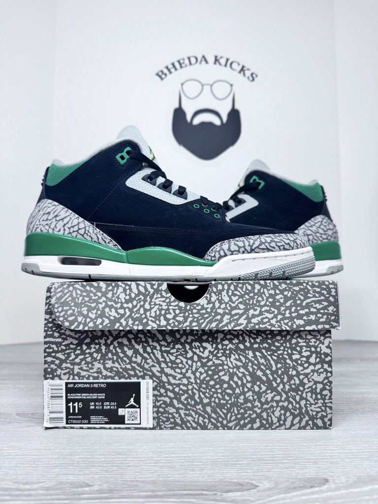 Size 11.5 - Jordan 3 Retro Pine Green 2021 CT8532-030 Preowned Og Authentic