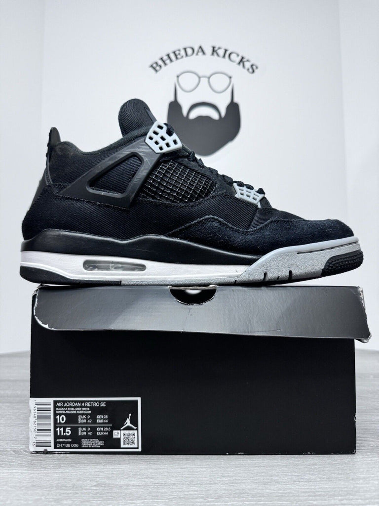 Size 10 - Jordan 4 Retro SE Mid Black Canvas DH7138-006 Preowned Og Rare