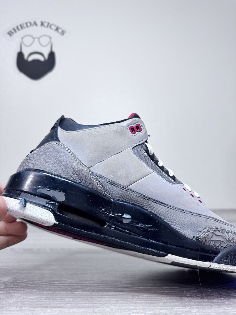 Size 12 - Air Jordan 3 Retro Stealth 136064-003 Gray Black Red Men’s Preowned