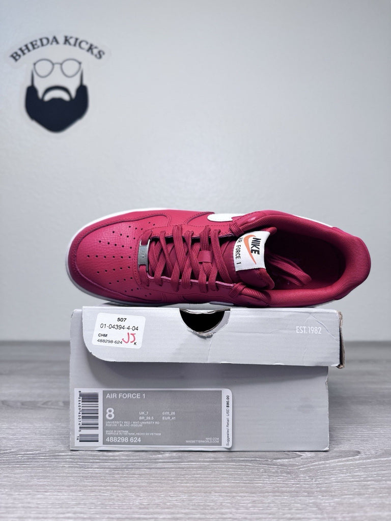 Size 8 - Nike Air Force 1 Low '07 Retro University Red 488298-624 Preowned