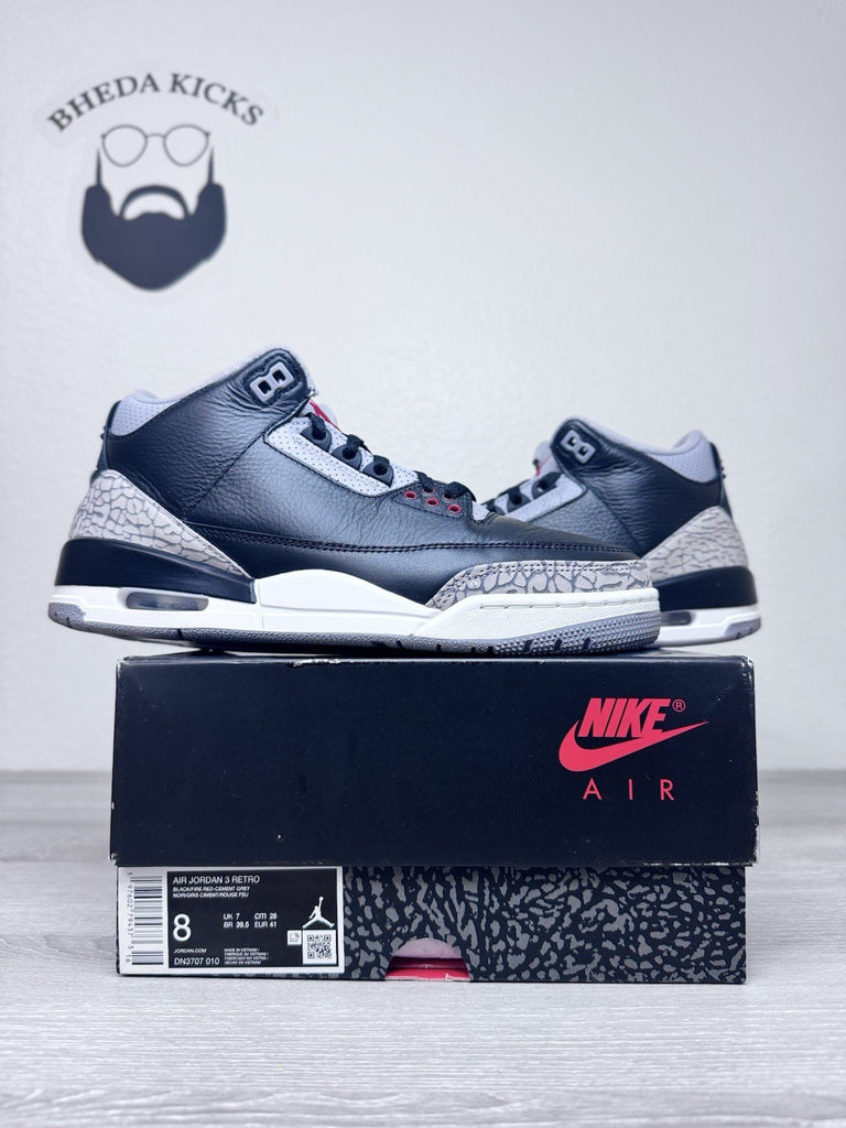 Size 8 - Air Jordan 3 Retro OG 2024 Black Cement DN3707-010 Preowned
