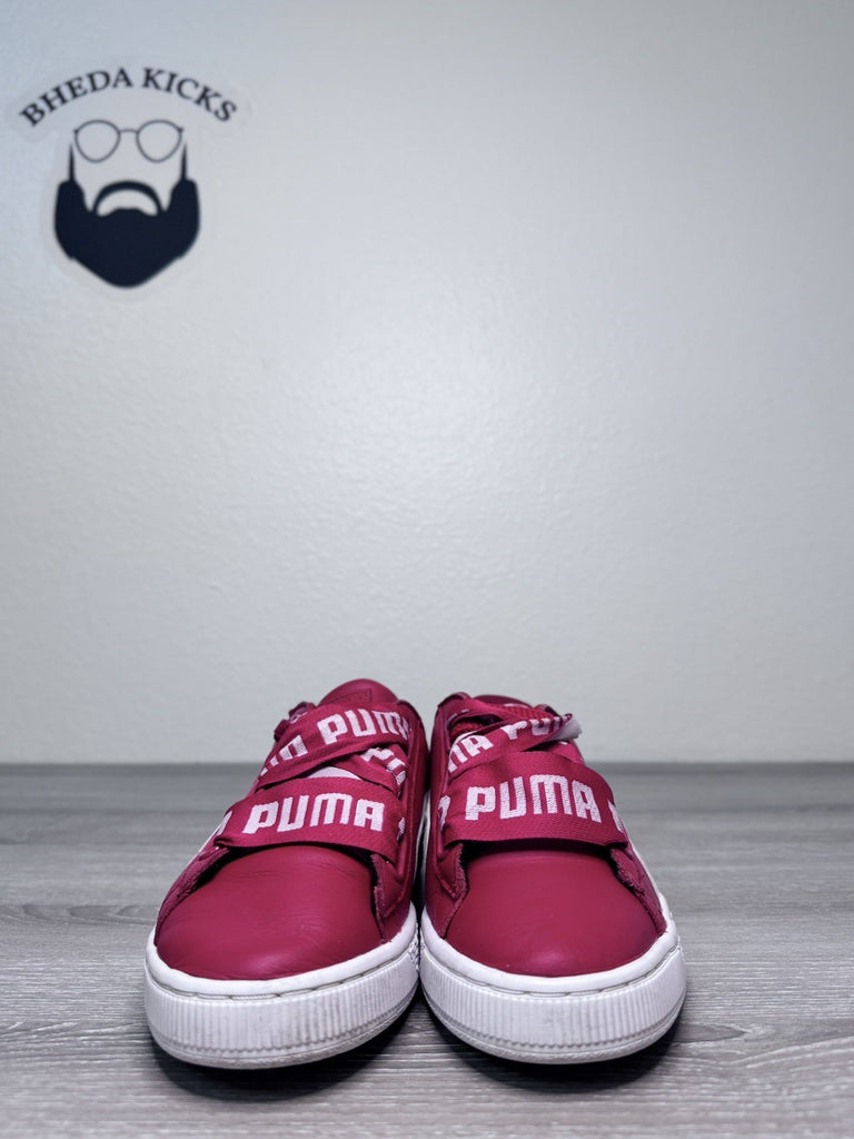 Size 8.5W - Puma Basket Heart 364082-03 Red White Classic Bow Women Ribbon Laces