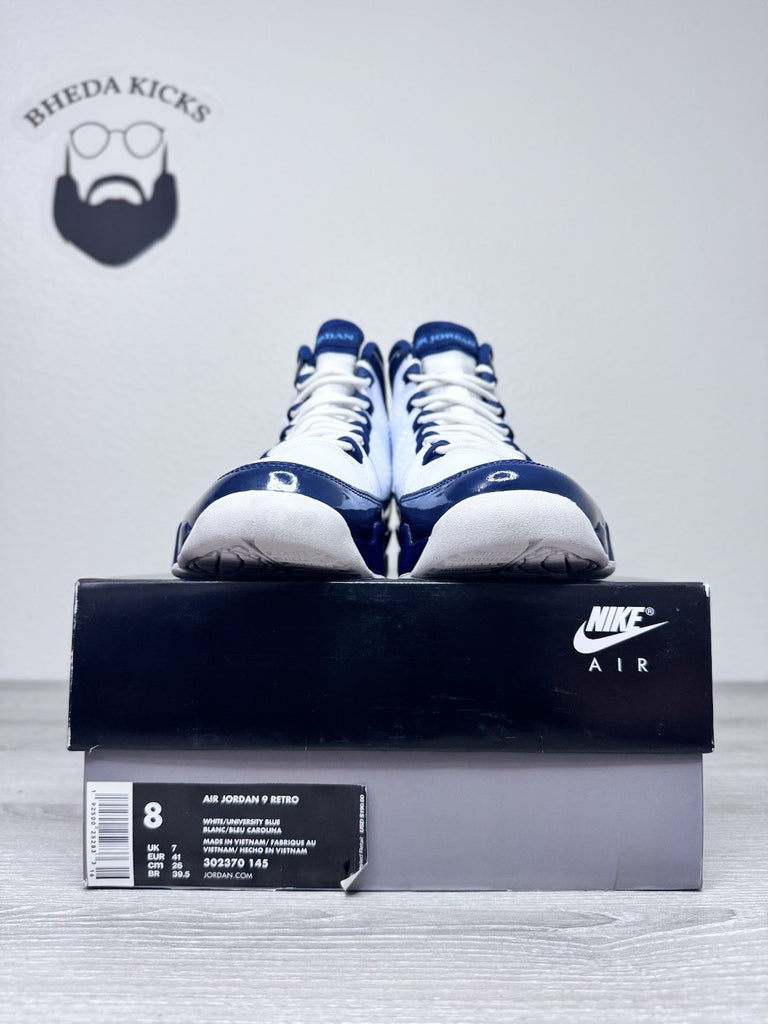 Size 8 - Air Jordan 9 Retro UNC Blue White Leather (302370-145) Preowned Clean