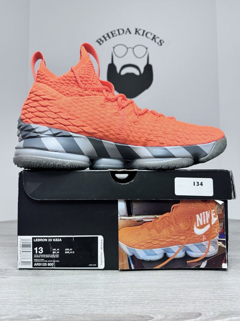 Size 13 - Nike LeBron 15 ‘Orange Box’ 2018 Mens AR5125-800 Preowned Authentic