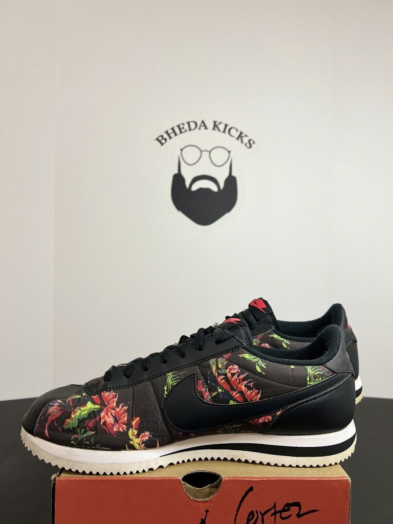 Nike Cortez Floral Print Shoes Black Running Sneakers BV6067-001 Men’s Size 13