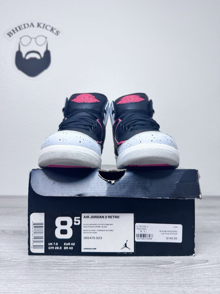 Size 8.5 - Air Jordan 2 Retro Infrared 23 Black White Red Gray (385475-023)