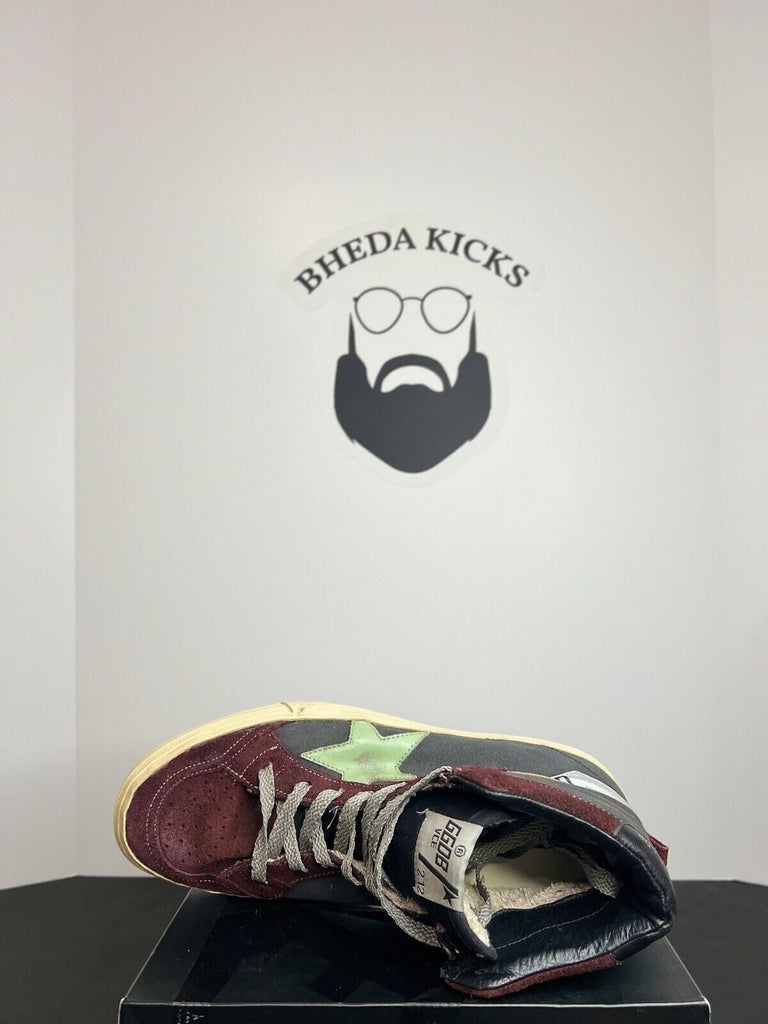 Size 40EU/7US - Golden Goose 2.12 Skateboard High Top Maroon Grey Mint Green