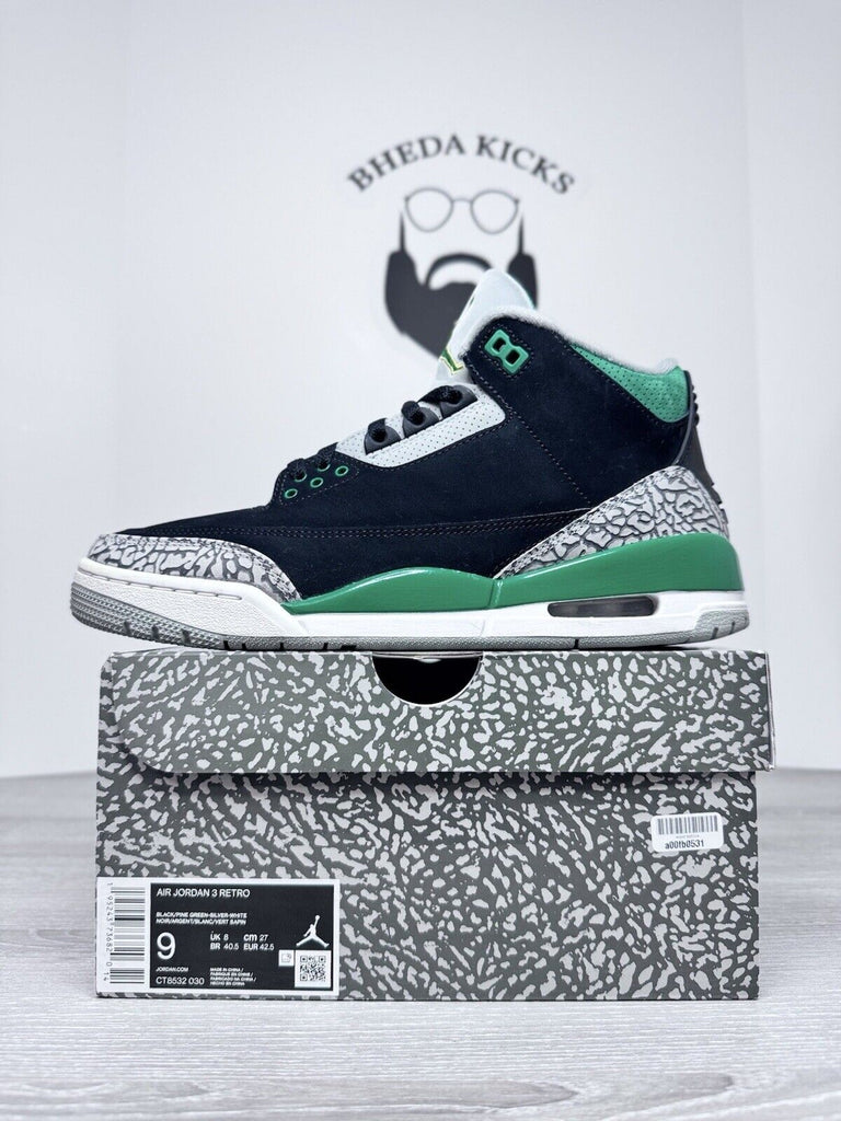 Size 9 And - Jordan 3 Retro Pine Green 2021 CT8532-030 Preowned Og Authentic