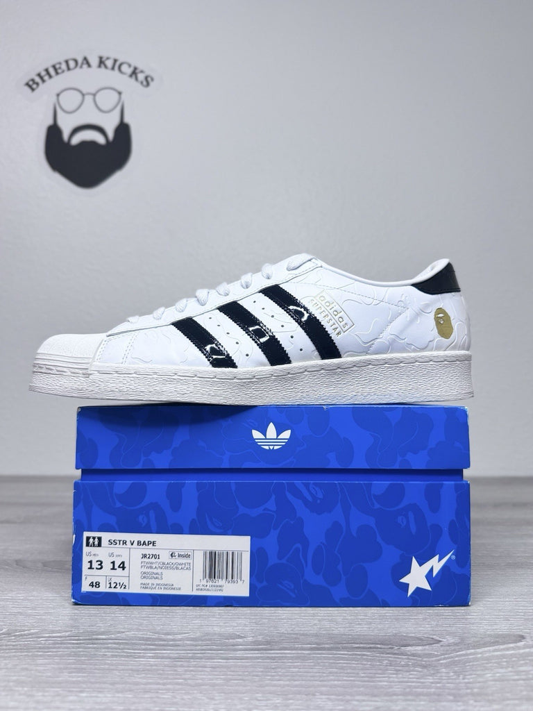 Size 13 - Adidas Originals x BAPE Superstar FTWWHT/CBLACK/OWHITE JR2701 Worn 1x