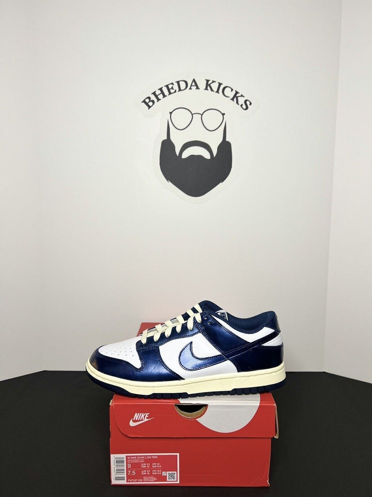 NEW DS Nike Dunk Low PRM Women's White/Midnight Navy FN7197-100 Size 9W/7.5M