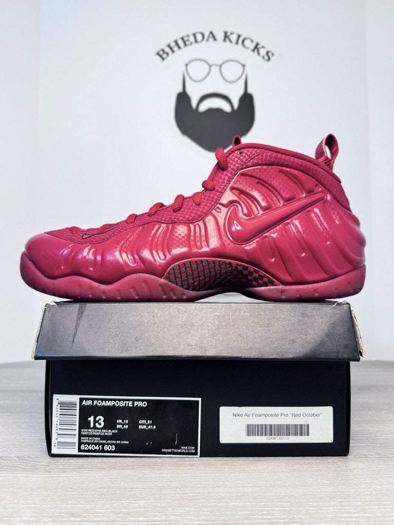 Size 13 - Nike Air Foamposite Pro Gym Red October 624041-603 Preowned