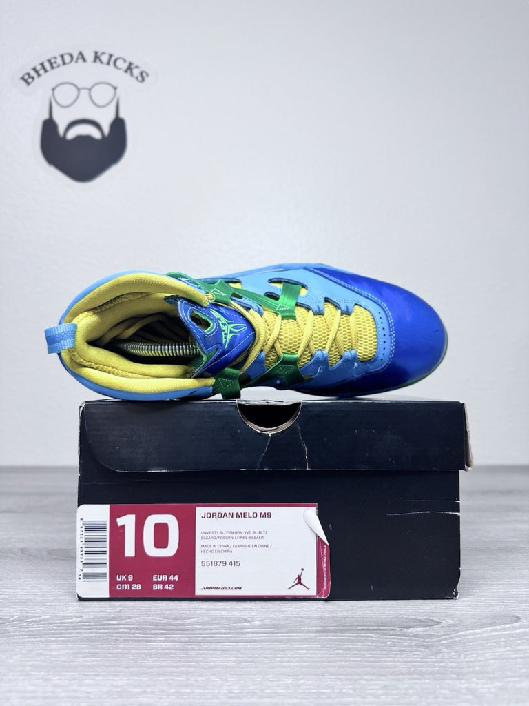 Size 10 - Nike Jordan Melo M9 Men's Poision Green Blitz Vivid Blue 551879-415