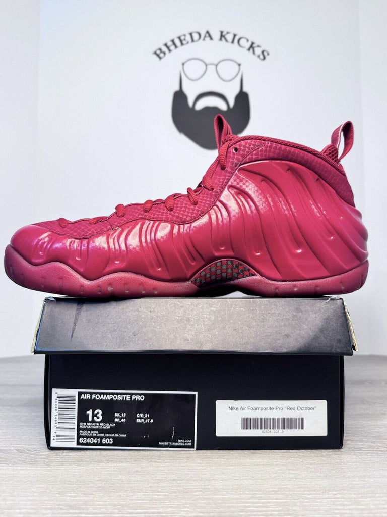 Size 13 - Nike Air Foamposite Pro Gym Red October 624041-603 Preowned