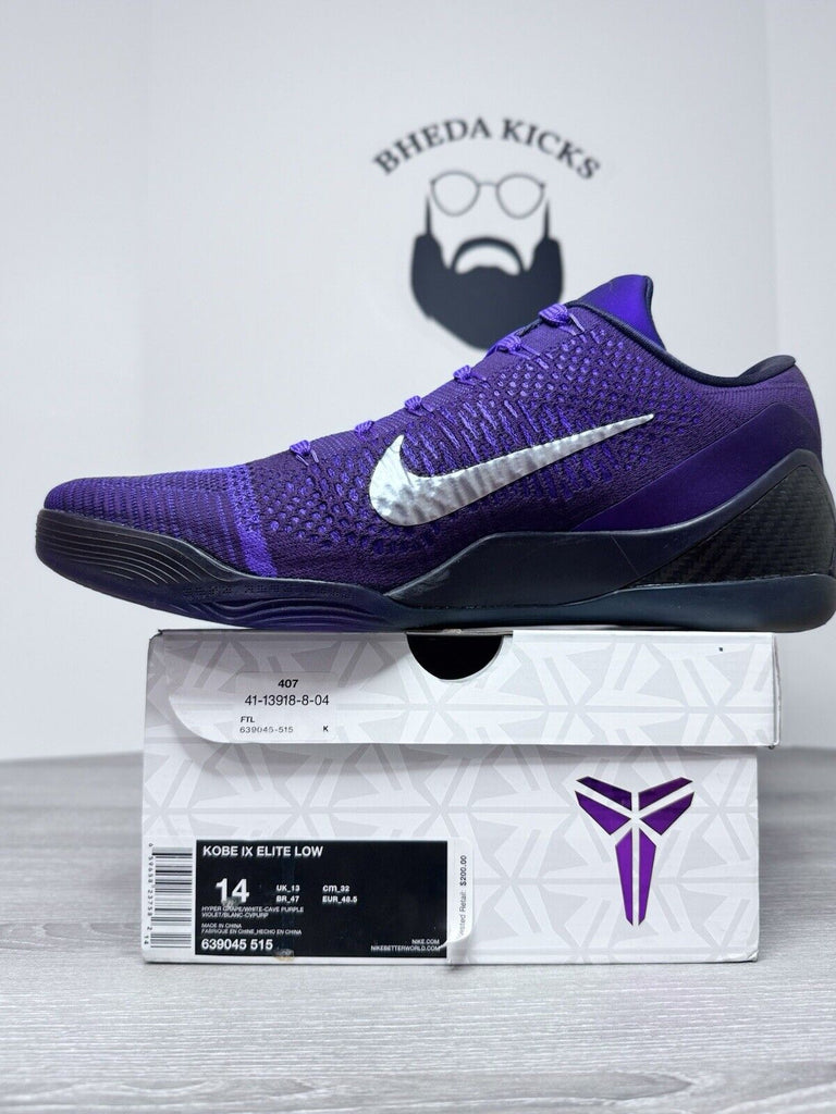 Size 14 - Nike Kobe 9 Elite Low Moonwalker Hyper Grape Black 639045-515 NEW DS