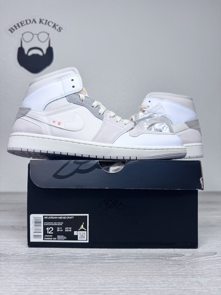 Size 12 - Jordan 1 Mid SE Craft White 2022 Suede Grey Leather DM9652-100 NEW DS