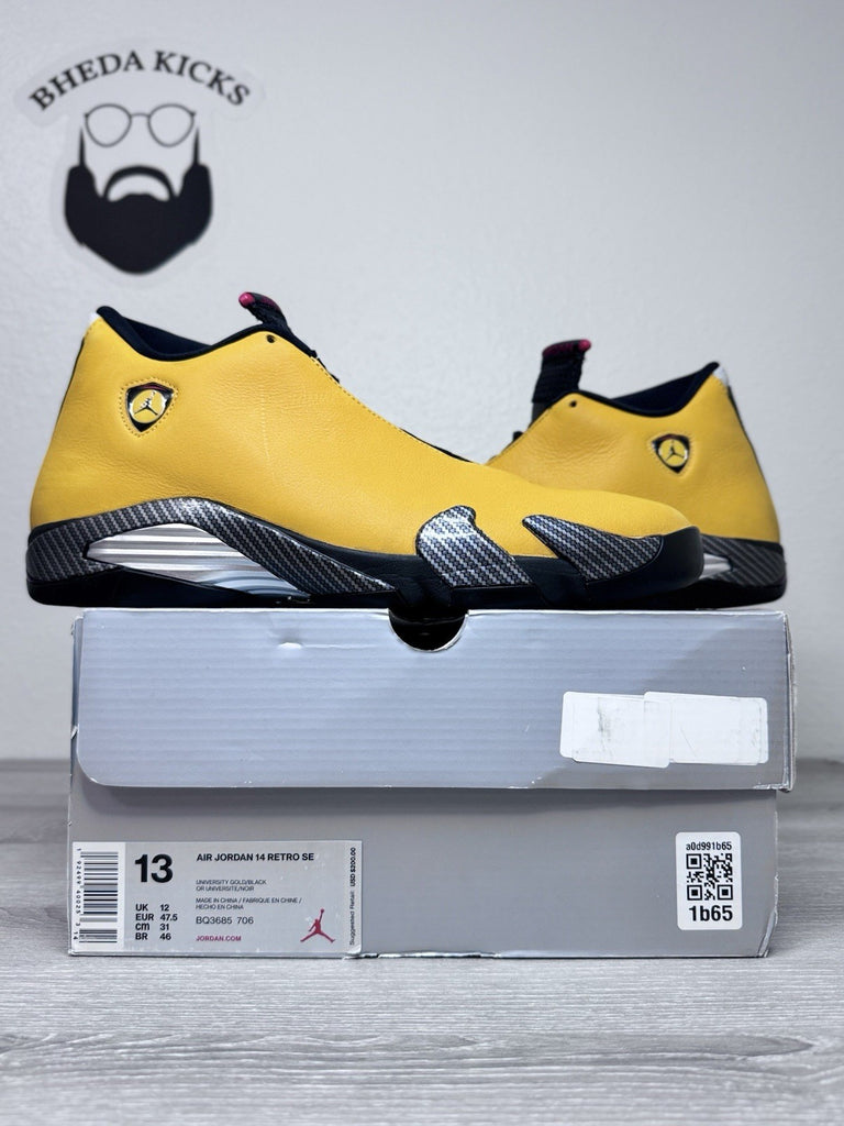 Size 13 - Jordan 14 XIV Retro Ferrari 'University Gold' 2019 BQ3685-706 Preowned