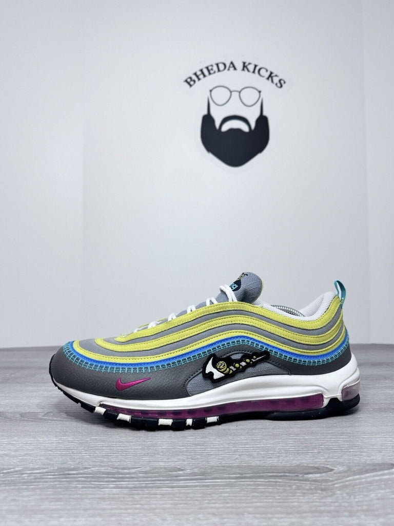 Size 13 - Nike Air Max 97 SE "Air Sprung" Iron Grey Celery DH4759-001 Preowned