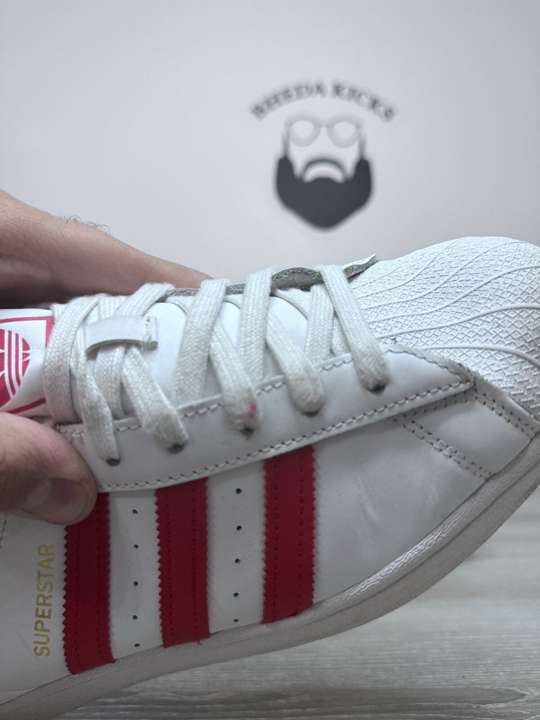 Size 10 - Adidas Mens Superstar H68094 White Casual Shoes Sneakers Preowned