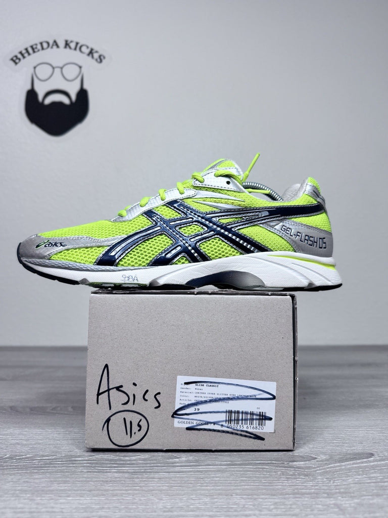 Size 11.5 - Asics Gel Flash 05 Running Shoes Volt Silver Sneakers Trainers TN439