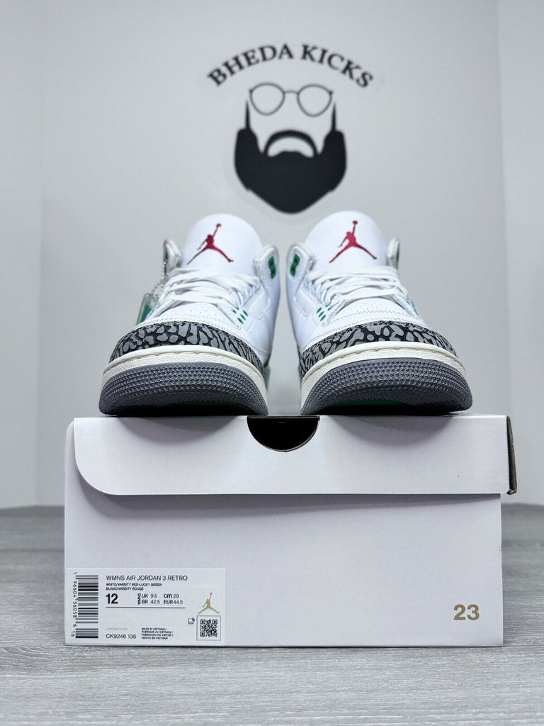 Size 12 W (10.5 Men’s) - Air Jordan 3 Retro Lucky Green Preowned CK9246-136