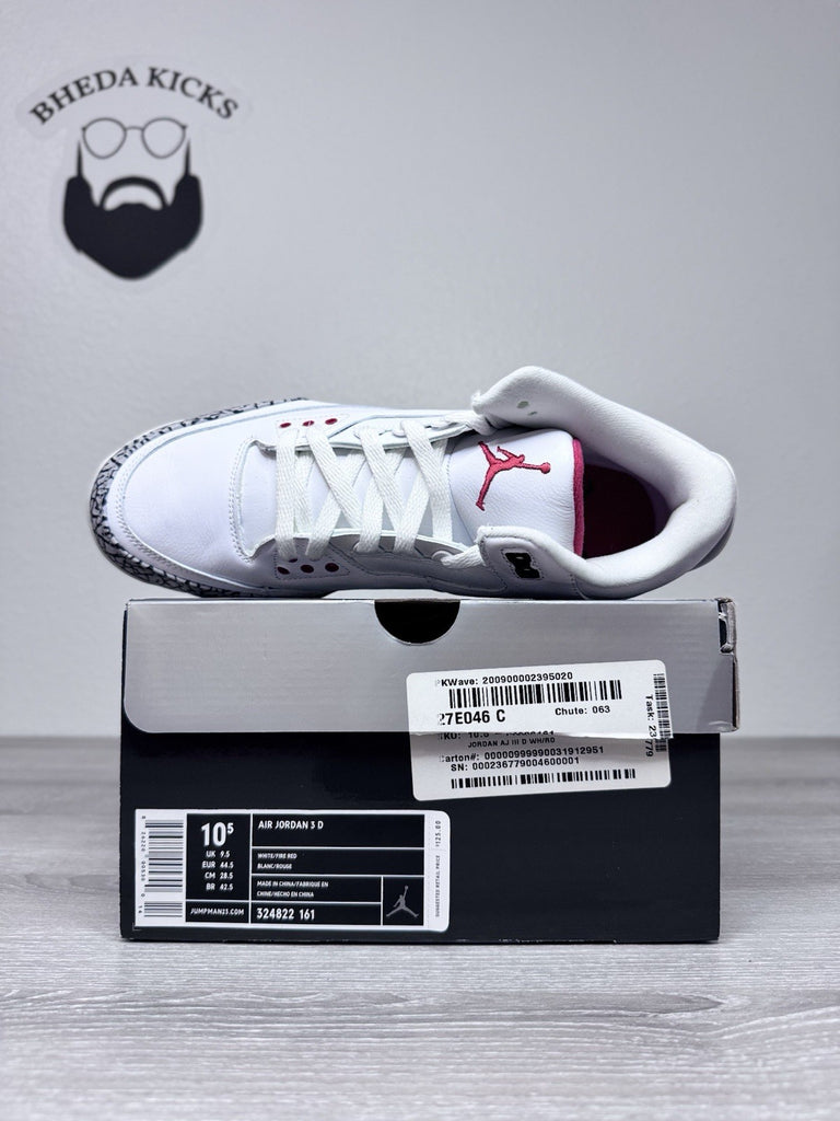 Size 10.5 - Nike Air Jordan 3 D Retro White Cement Football Cleats 324822-161 DS