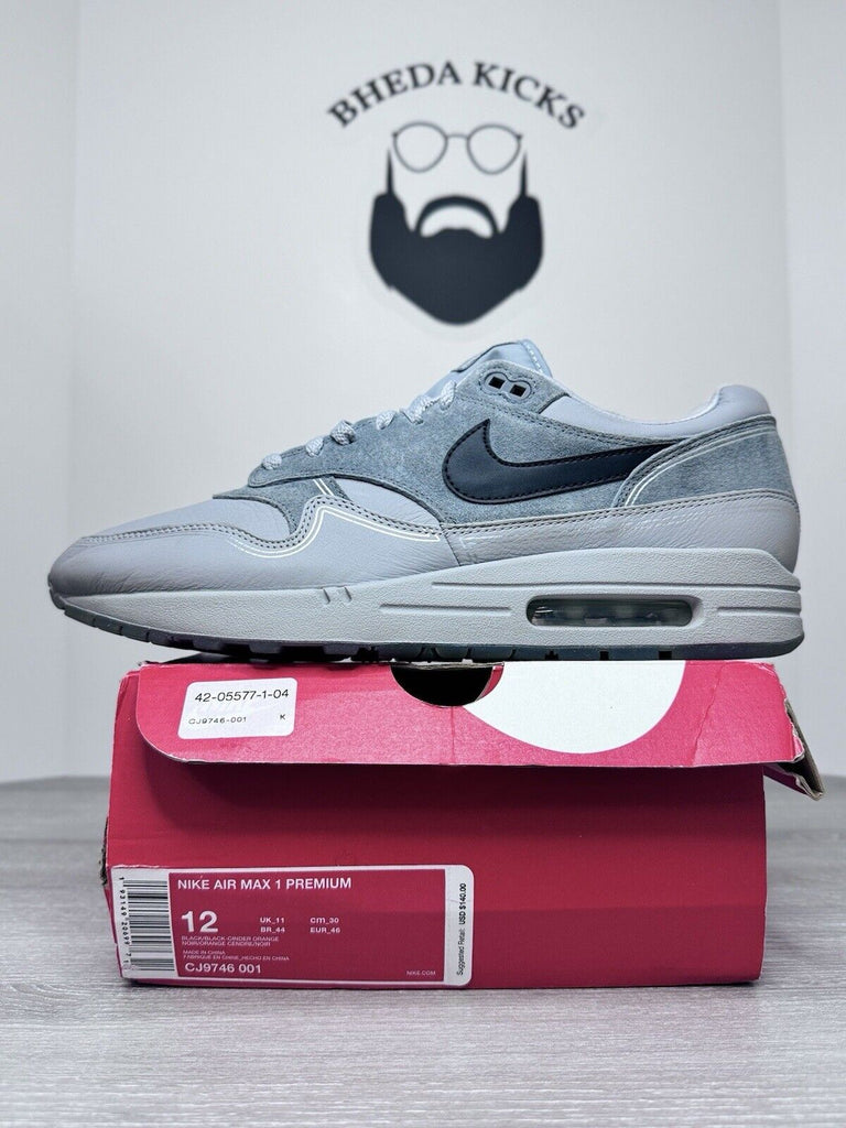 Size 12 - Nike Air Max 1 Pompidou Centre Night Grey AV3735-001 Preowned