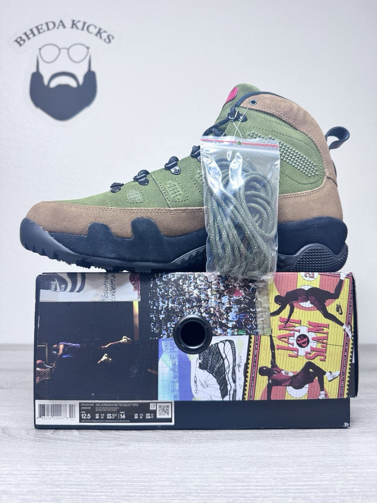 Size 12.5 - Jordan 9 Retro Boot NRG Military Brown Legion Green AR4491-200 New