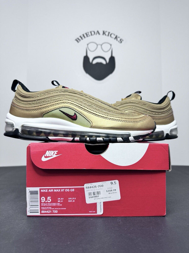 Nike Air Max 97 OG QS Metallic Gold 884421-700 Casual Shoes Sneakers Size 9.5