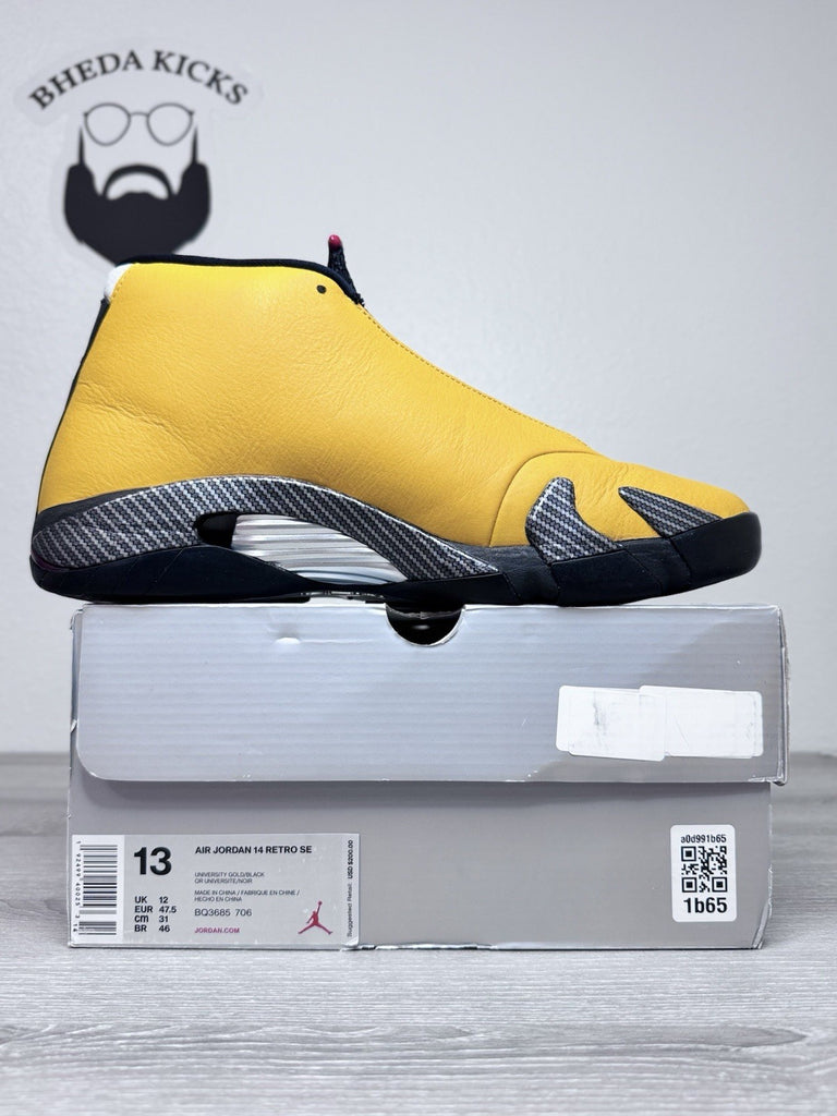 Size 13 - Jordan 14 XIV Retro Ferrari 'University Gold' 2019 BQ3685-706 Preowned