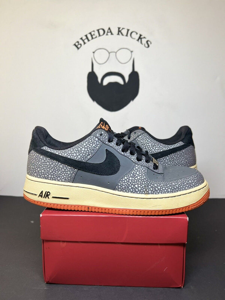 Nike Air Force 1 Low Safari Dark Grey Orange 488298-079 Men's Shoes Size 9.5 Og