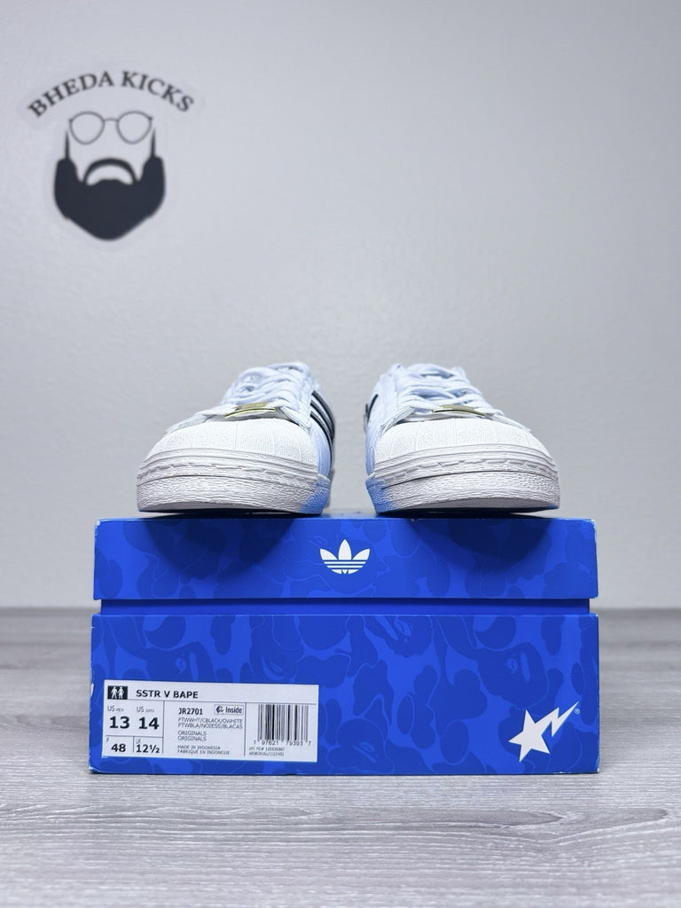 Size 13 - Adidas Originals x BAPE Superstar FTWWHT/CBLACK/OWHITE JR2701 Worn 1x