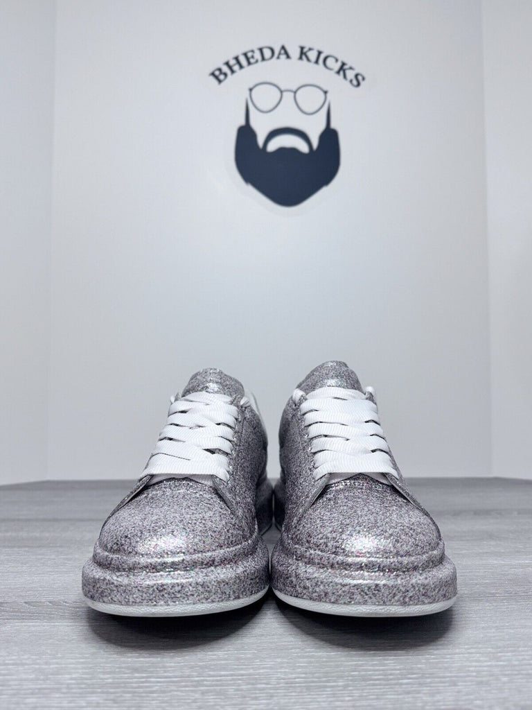 Size 42 EU (9 Mens) - Alexander McQueen Leather Silver Glitter Sneakers