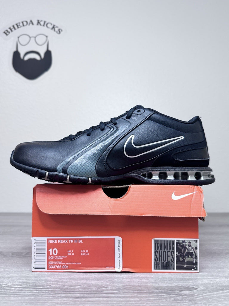Size 10 - Nike Men’s Reax TR 3 333765-001 Black Running Shoes Lace Up Low Top